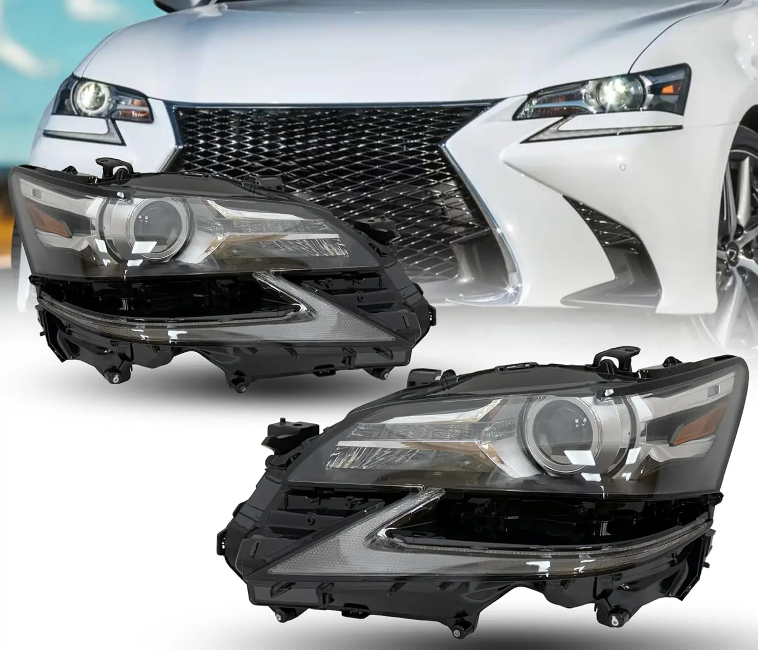 

For Lexus GS200t/300/350 2016-2020 GS450h 2016-2018 Headlight Assembly Headlamp Unit Projector Type Passenger or Driver Side
