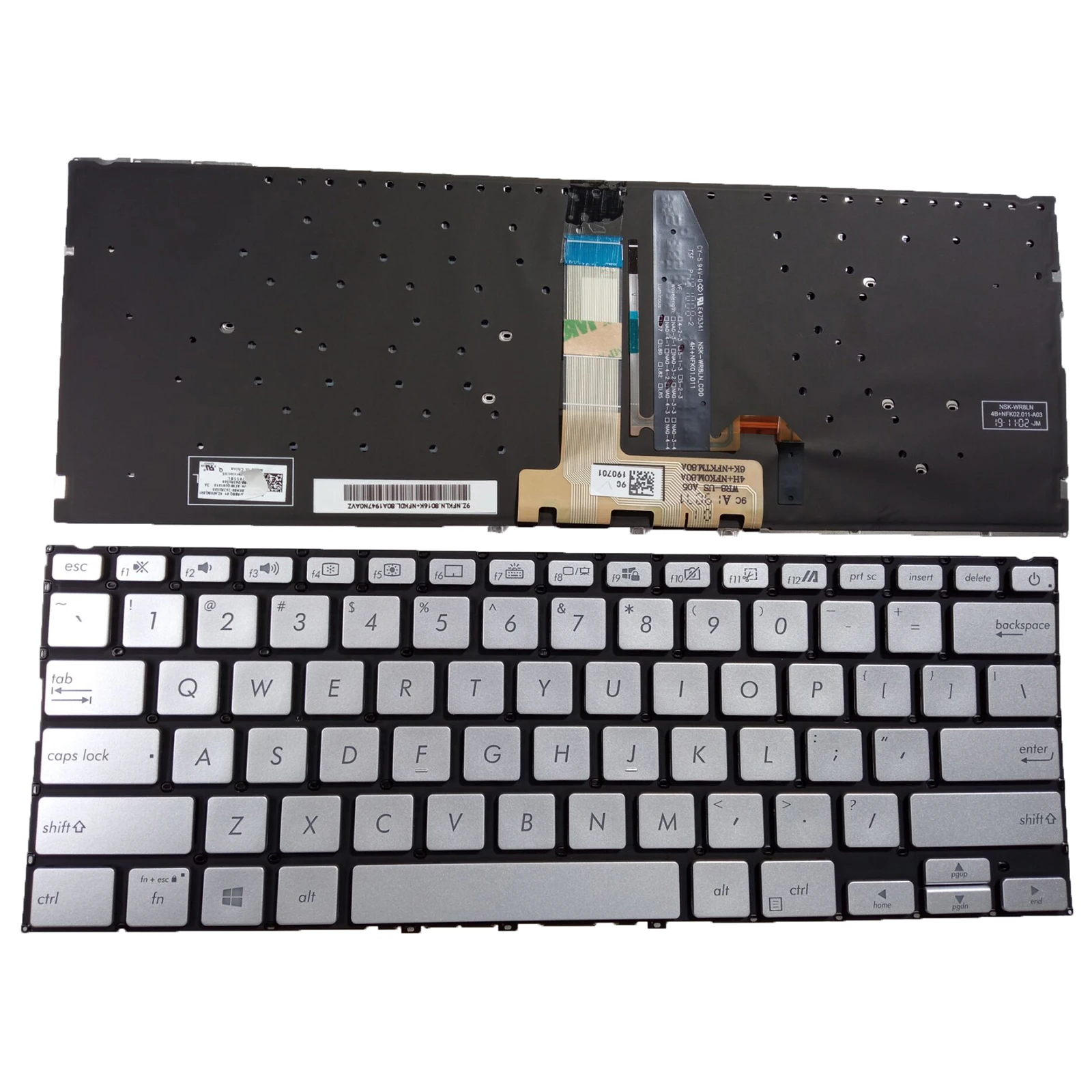 

US Keyboard for ASUS X432 UX432 S432 V432 K432FL X432FA X432FL Silver Backlit