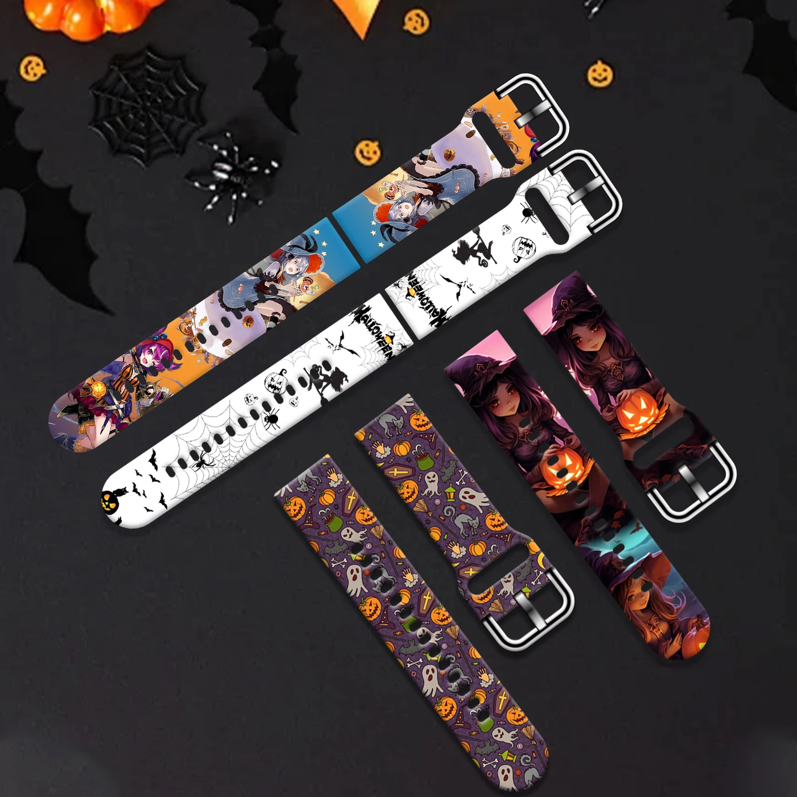 

20mm Halloween Pumpkin Printed Strap for Samsung Galaxy Watch 6/5/4 40mm44mm Sport Band Replaceable Bracelet 22mm for 5Pro 45mm