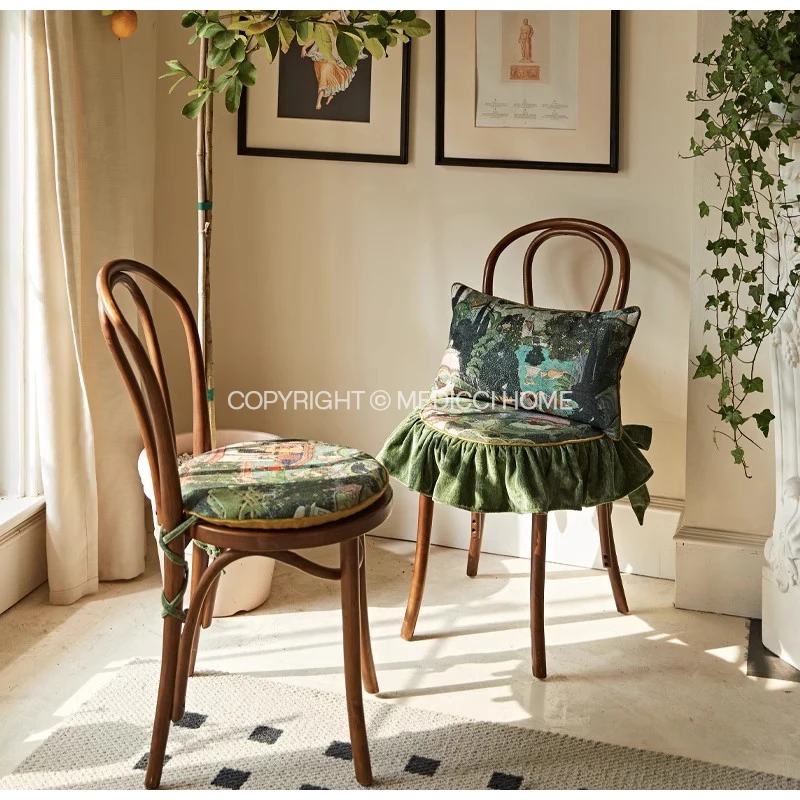 Medicci Home Ancient Middle East Historic Gardens Theme Armless Chair Cover Vibrant Colors Chair Seat Cushion Exquisite Design