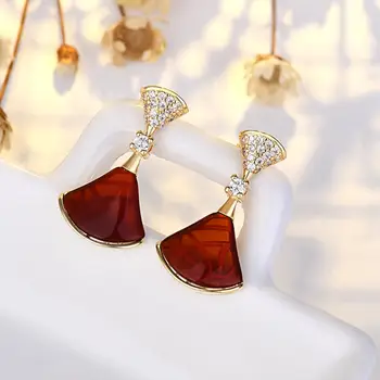 小巧裙擺耳環 女士時尚耳環 扇形貝母瑪瑙耳環 10 最佳銷售 瑪瑙耳環 - №5