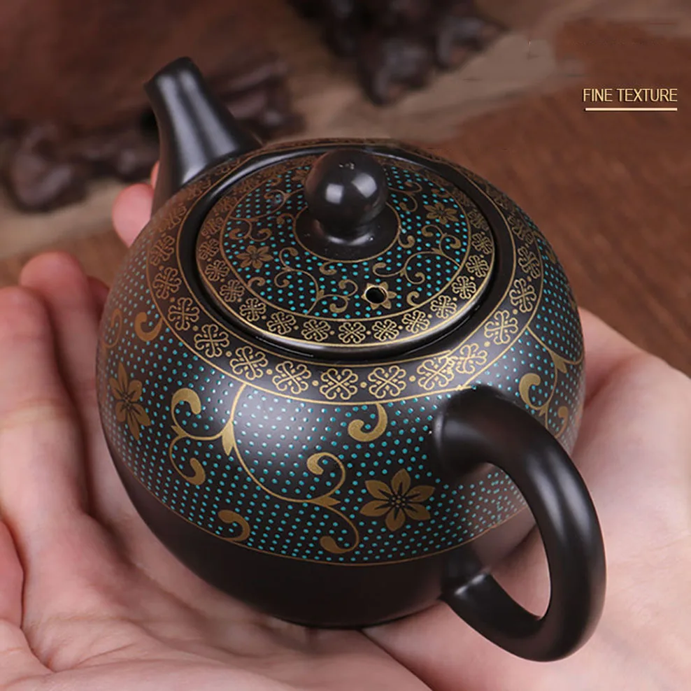 ENERGE SPRING 300ML Ceramic Brewing Teapot Small Gilt Matt Tea Pot For Tea Brewing In Mug Kung Fu Tea Set Retro Tea Infuser