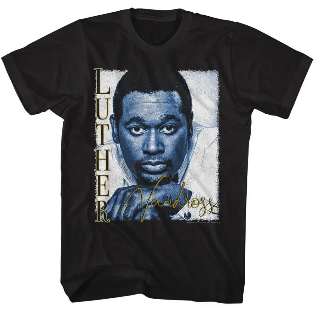 Luther Vandross Picture Black Front Print Solid Adult T Shirt