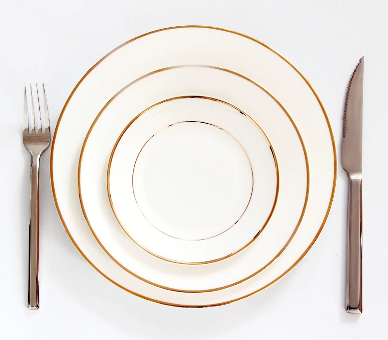 

3 шт./лот, 10 и 8 и 6 дюймов, обеденные тарелки из настоящего костяного фарфора, наборы посуды и тарелок с золотой подкладкой, тарелки для торта Сердvies, фарфоровое блюдо