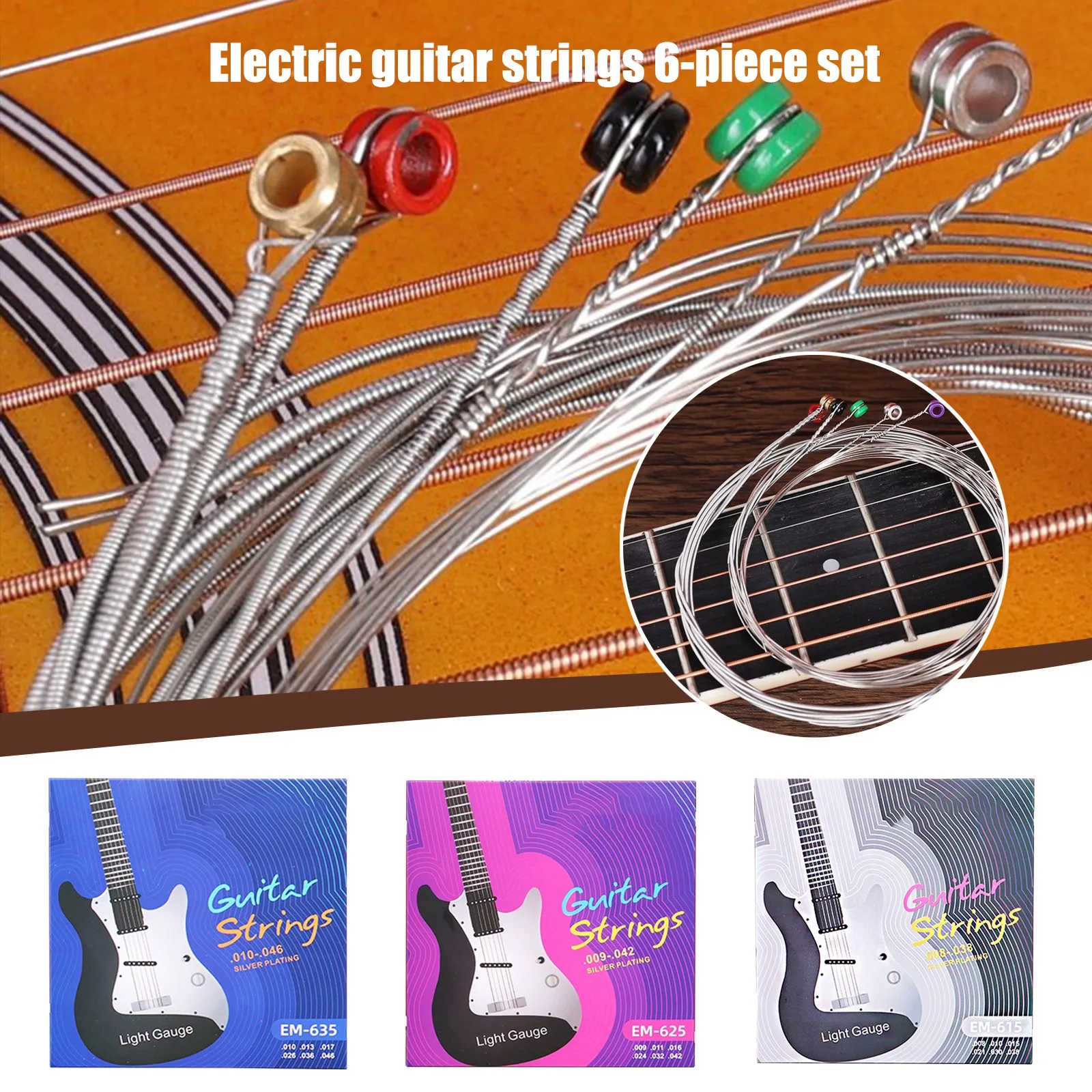 Senar Gitar Elektrik Baru Senar Gitar Akustik Kualitas Tinggi Aksesori Gitar Klasik Set Lengkap Dilapisi