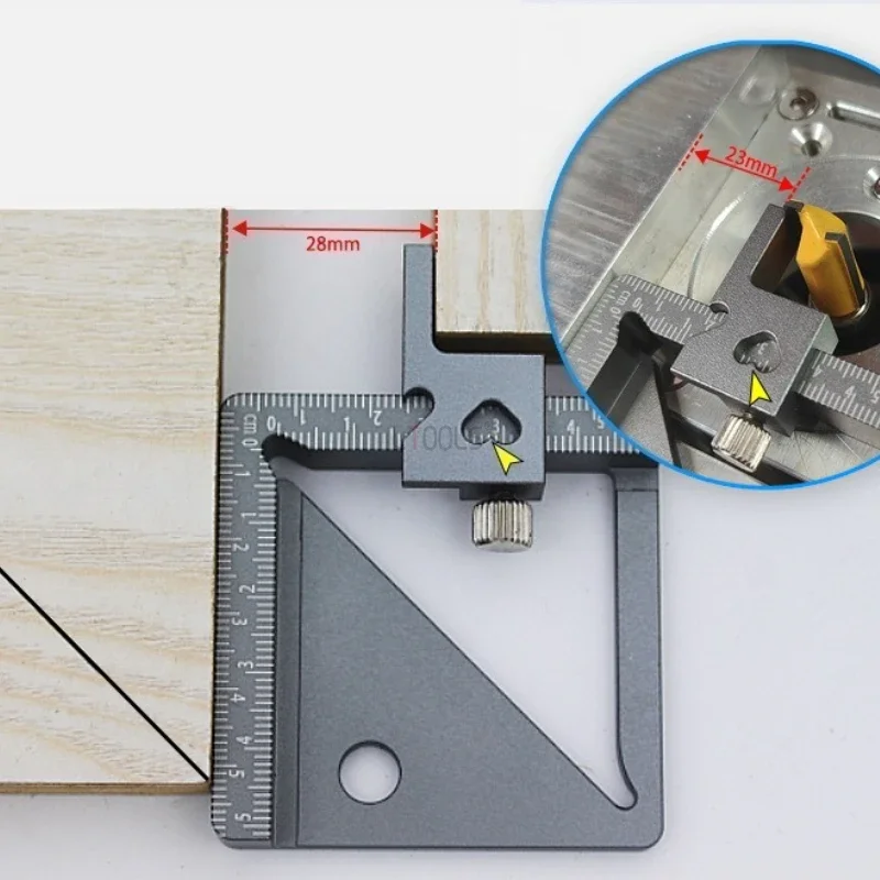 

Woodworking Multi-Function Measurement Ruler - Aluminum Alloy 45/90-Degree Marking Gauge with Height Width Diameter Measurement