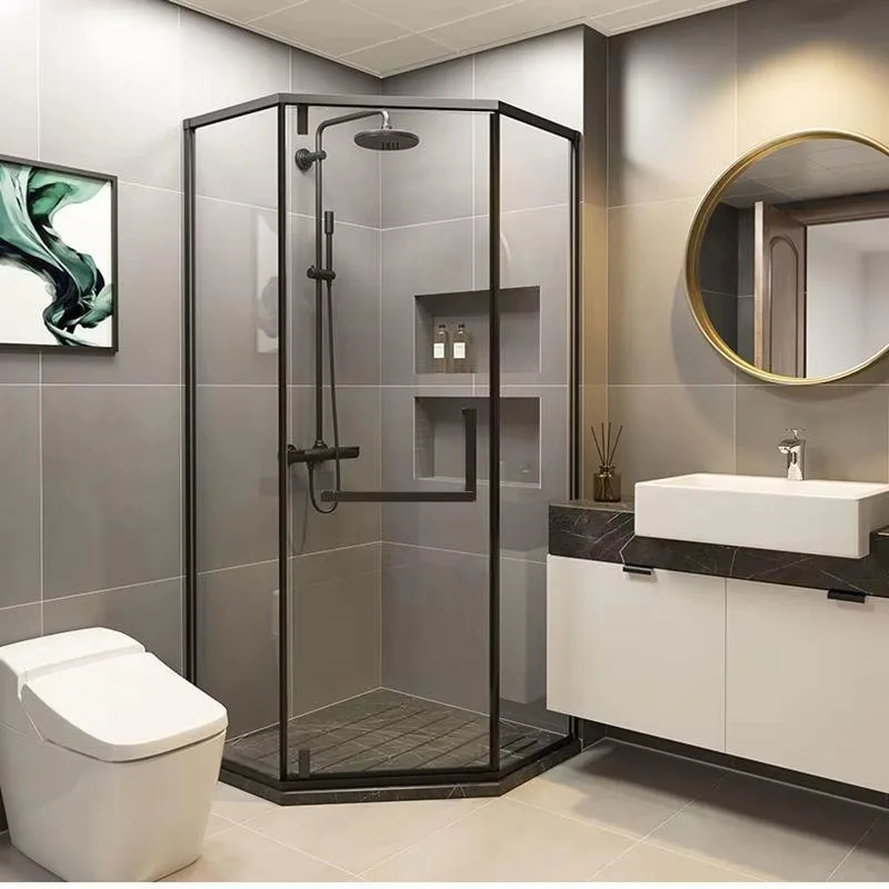 Custom Modern Tempered Glass Sliding Framed Aluminum Honeycomb Panel Shower Cabin 5 Year Warranty For Gym Apartment Building Use