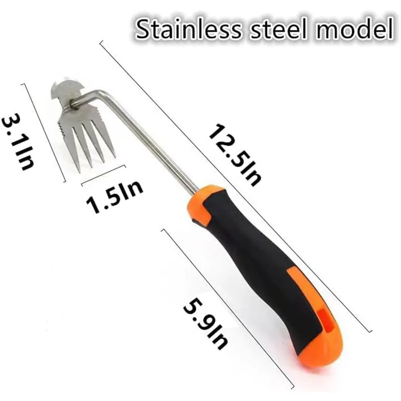 Weed Puller Tool 2024 Garden Hand Weeder Stainless Steel Weeder Tool 4 Teethes Dual Purpose Weed Remover Weeding Tool Gardening