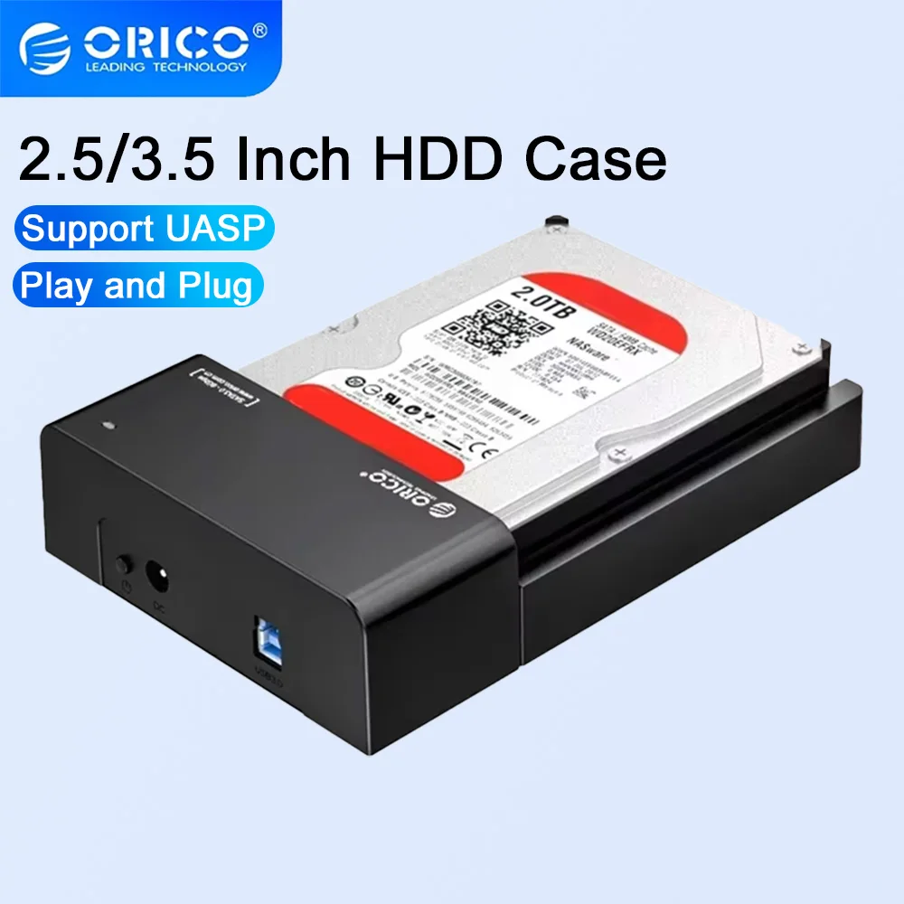 ORICO 2.5/3.5 Inch HDD Case SATA to USB3.0 External Hard Drive Docking Station for 2.5''3.5'' HDD SSD Support UASP Plug and Play