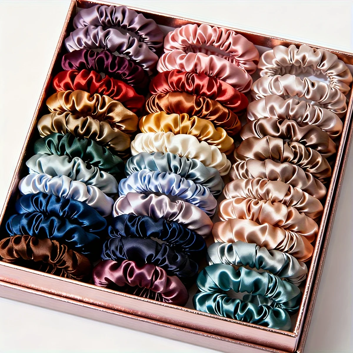Non-Damaging Thin Scrunchies Set - 19pcs Multi-Color Mix for All Hair Colors, Gentle for Fine Hair. Perfect Gift!