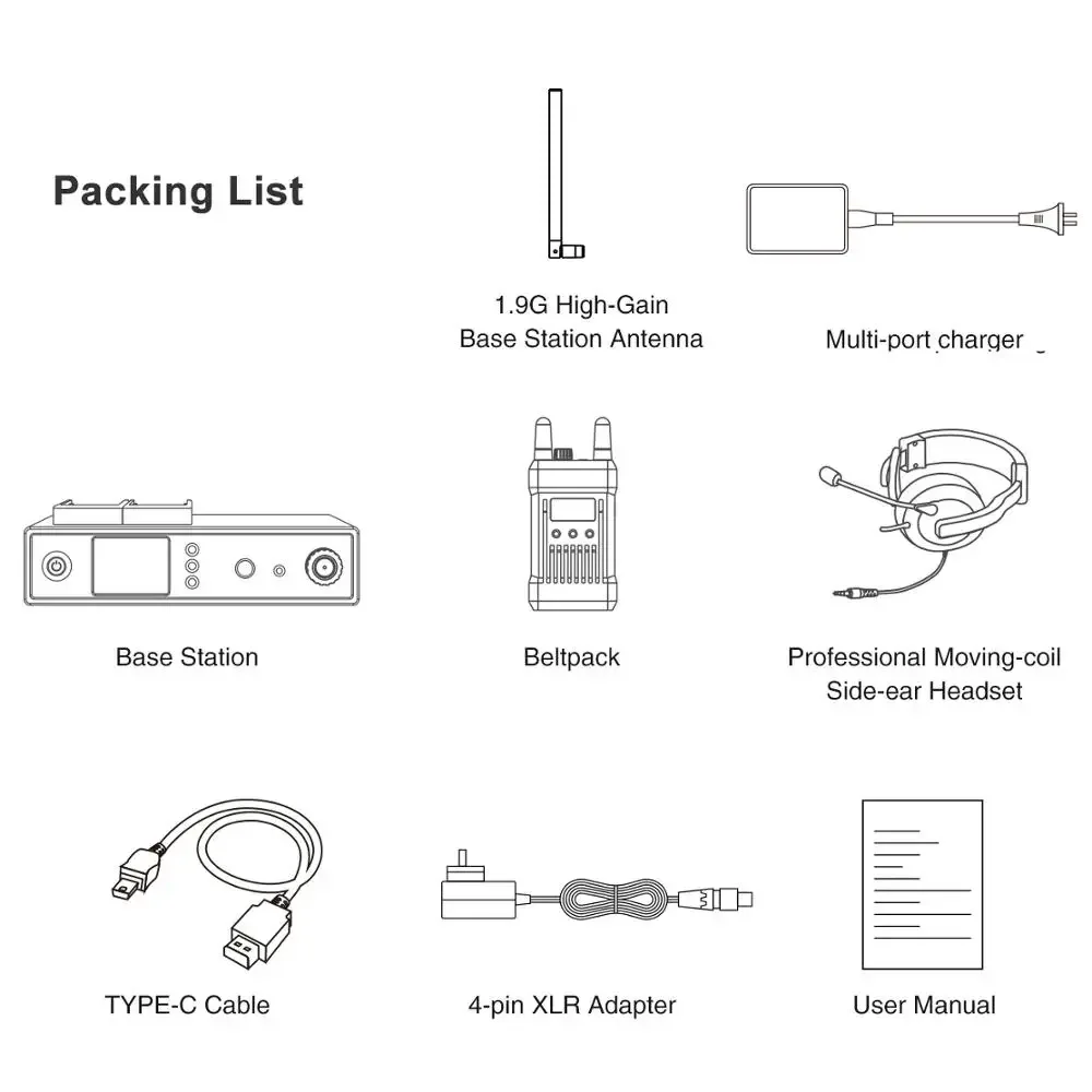 MARS T1000 1000 pés Sistema de intercomunicação de transmissão sem fio de vídeo Tela OLED Comunicação full-duplex Talkback