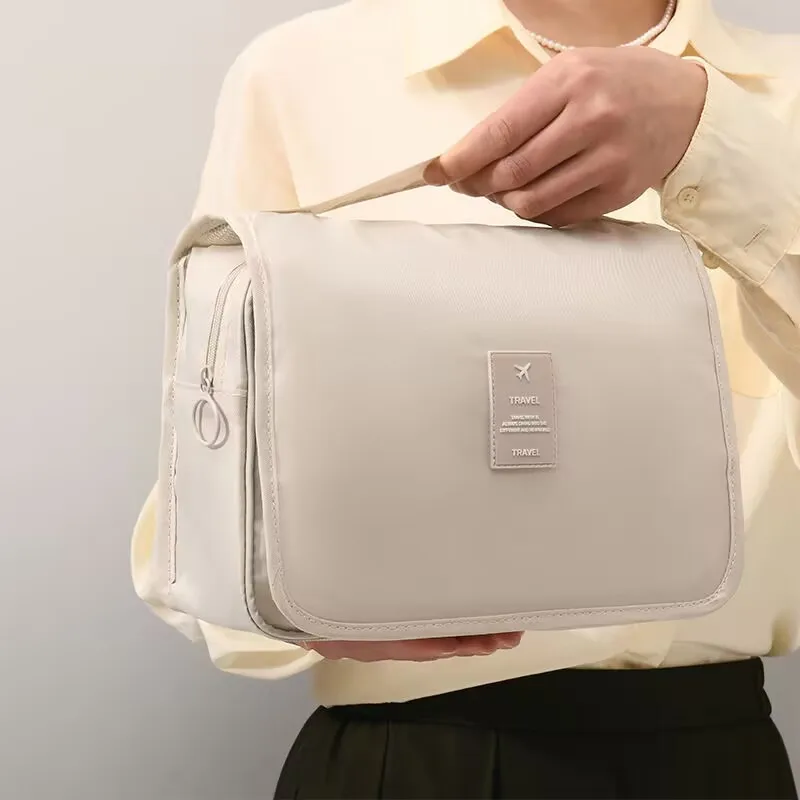Hochwertige wasserdichte Reise-Kosmetiktasche für Damen – Hängende Toilettenartikel-Organizer-Tasche mit Haken, geräumiger Badezimmer-Waschbeutel & Nass-Trocken-Trennung – Detail 12