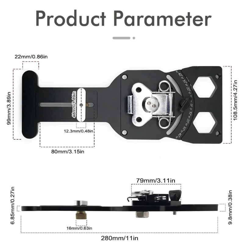 with -45° to 45° Quick Positive Angle Stop,Protractor,90 Degree Right Angle Rail Square Guide Adjustable Angle Track Saw Square