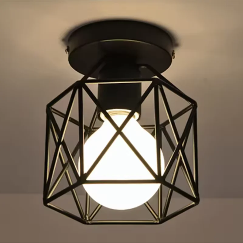 

Retro Hallway Ceiling Light Modern Black Iron Nest Ceiling Lamp E26 E27 Metal Ceiling Lights Room decoration Ceiling chandelier