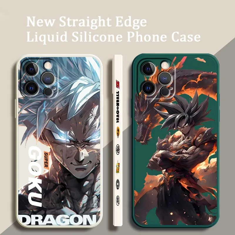 

Anime Cool D-Dragon Ball Phone Case For Apple iPhone 16 15 14 13 12 11 XR XS X Pro Max Plus Liquid Left Rope Soft Cover
