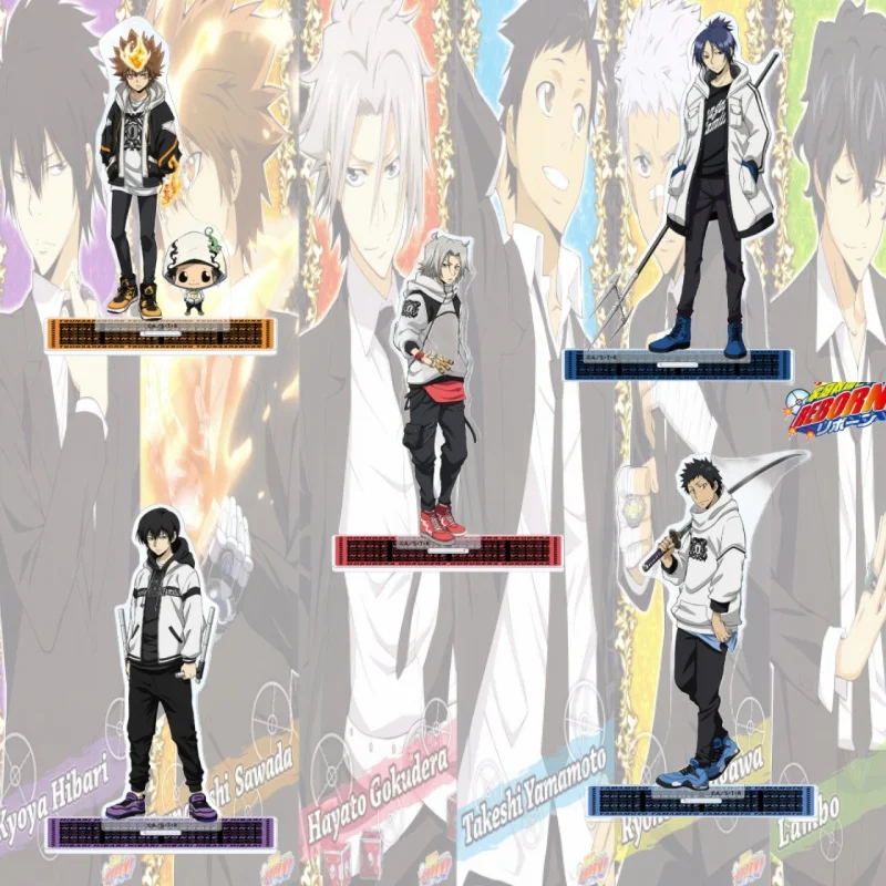 Katekyo Hitman Reborn! Figura de acrílico de 15 cm de Takeshi Yamamoto Reborn, base de exhibición, cosplay, dibujos animados, regalos, llavero
