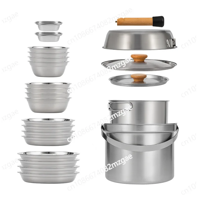 

Camping Set Pot Portable 304 Stainless Steel 22-piece Set
