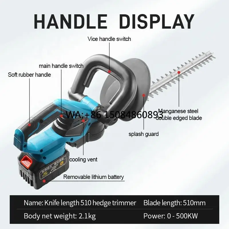 

40V wireless electric Hedge Trimmer, industrial grade rechargeable tool for large garden fence and green shrub trimming