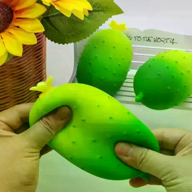 /GJ/1Pcs Cucumber Stress Squeeze Toys Green Vegetable Fidget Toy Slow Rebound Anxiety Relief Decompression Toys Stress Ball