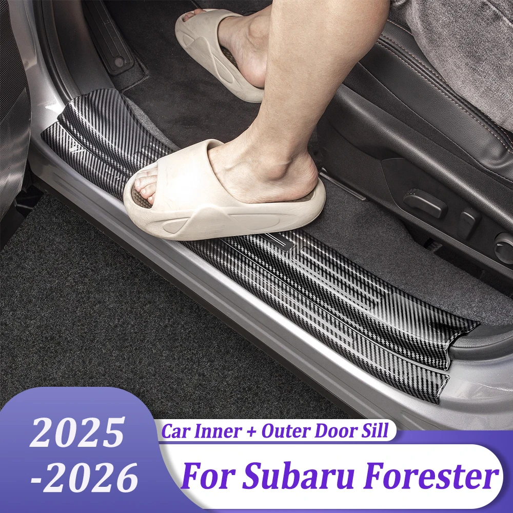 

Нержавеющая сталь, внутренние и внешние накладки на пороги, защитные накладки на пороги, автонаклейки, аксессуары для Subaru Forester 2025 2026