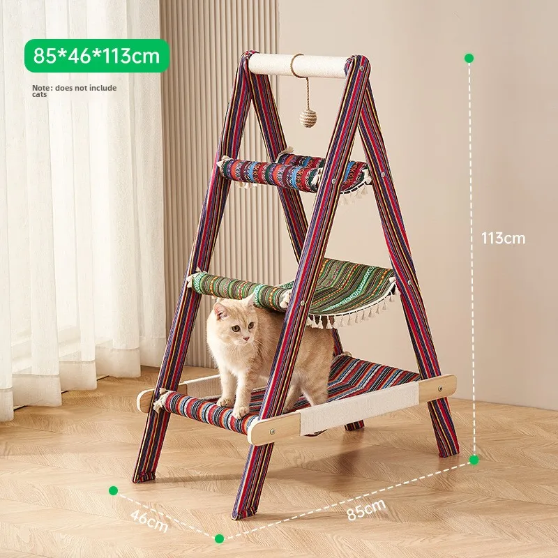 

ShuiMuSheng Ladder Cat Tree Condo with Sisal Scratching Post Multi Level Cat Climbing Tower for Indoor Cats