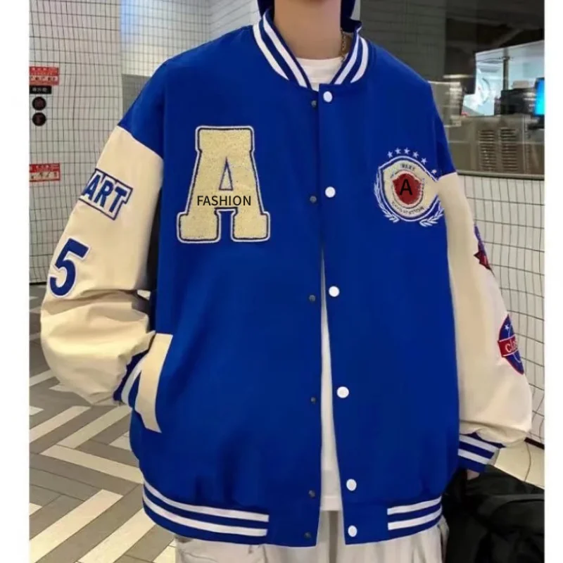 Men Baseball Jacket High Street Varsity Baseball Jacket Women Hip Hop Harajuku Student Performance Costume Embroidery Lover Coat