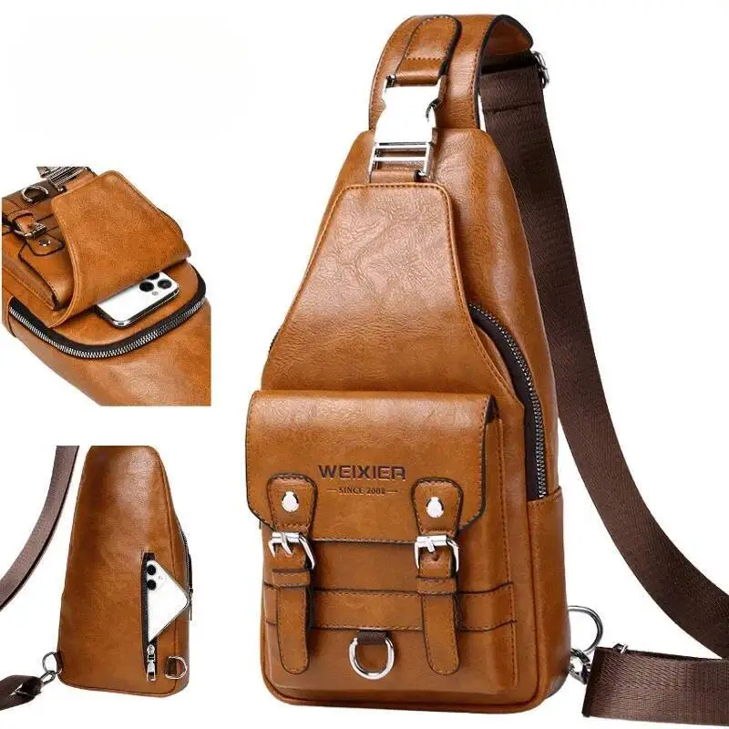 

Brand Men's Bag Fashion Messenger Large Capacity Designer Chest Bags Retro Single Shoulder Crossbody Backpack