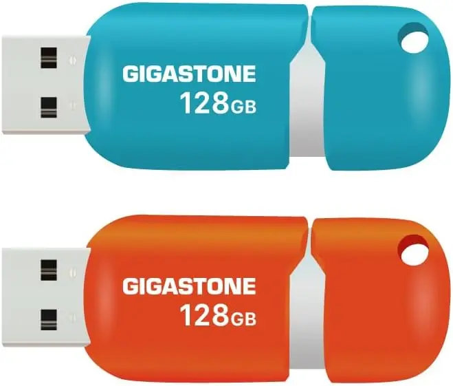 

V10 128GB 2-Pack USB 2.0 Flash Drive Thumb Drive Memory Stick Pen Drive Capless Retractable Design (Random Color)