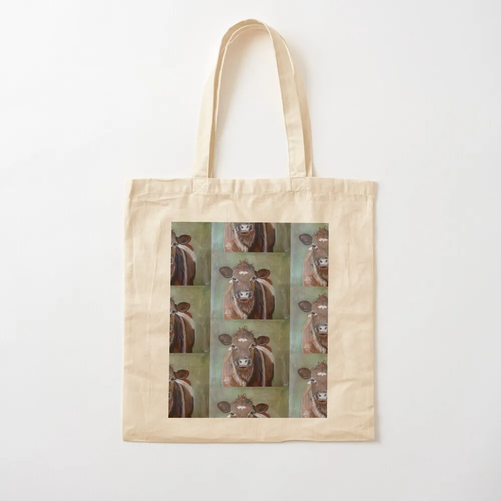 

Shorthorn Cow Acrylic painting maid by Canadian Artist Pascale Breton Tote Bag woman shopping bag Canvas Tote Bag