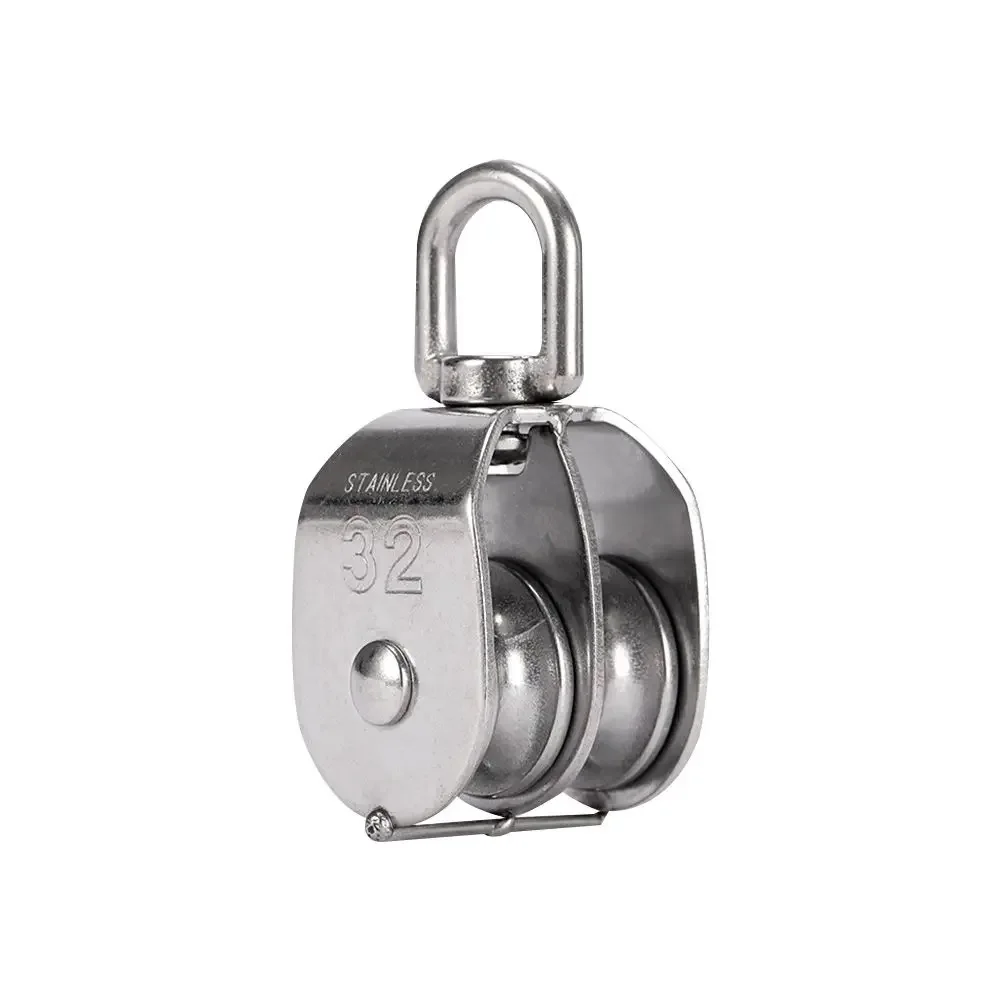 304 stainless steel M15 M20 M25 M32 M50 Rotation Double Pulley Traction Lifting Sailing Boat Loading  Pulley Block