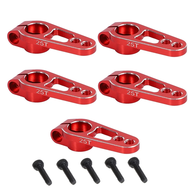 

5PCS Aluminum Alloy 31mm 25T Steering Servo Arm Horn for Futaba Sakura D4 1/10 RC Drift Car Crawler Parts,Red