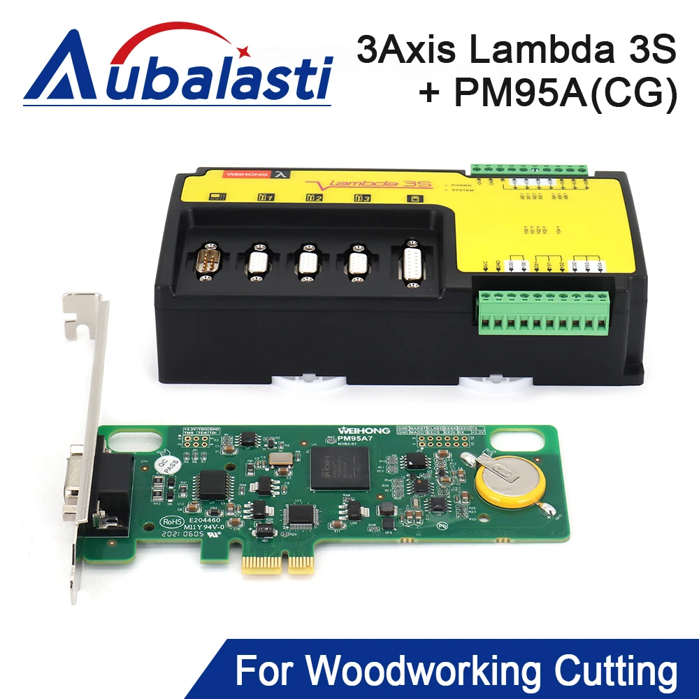 Aubalasti Weihong 3Axis Woodworking Cutter Control Card Lambda 3S+PM95A(CG) PCI-E Card for CNC Router Woodworking Cutter Machine