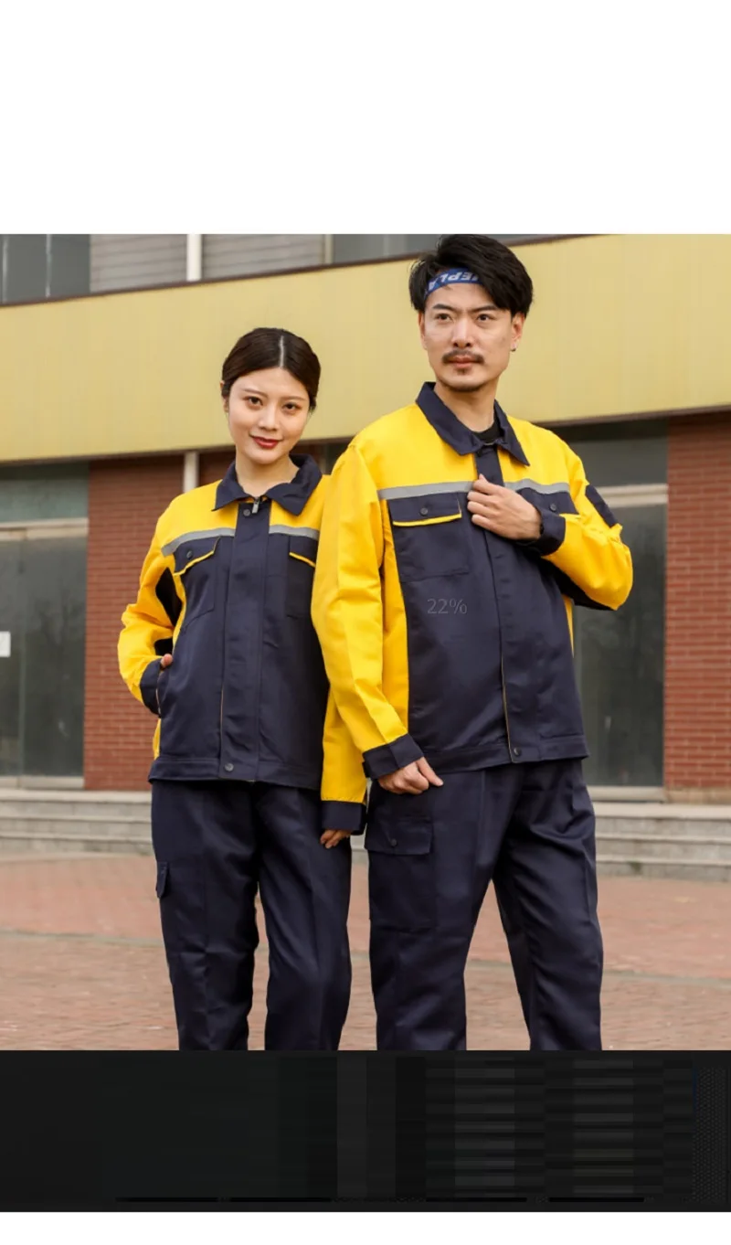 Arbeitskleidung für Männer und Frauen, zweifarbig, Hi-Vis, reflektierender Streifen, Sicherheitsarbeiter-Overall, Fabrik- und Werkstattuniformen, mechanischer Anzug