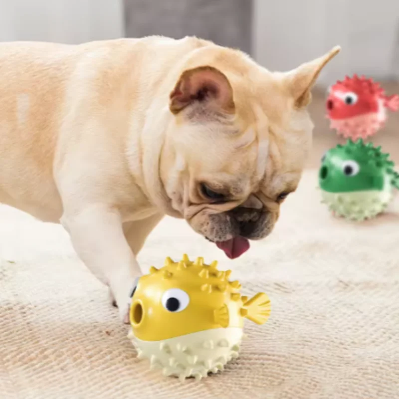 Bouncing Fish Dog Toy Leak Ball, Used to Relieve Boredom, Grinding Teeth, Biting Resistance, Sound Ball, Dog Toy
