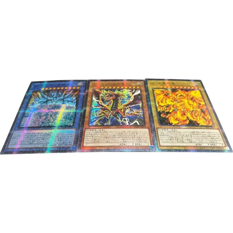 3pcs/set YuGiOh I:P Masquerena Egyptian God Slifer Sky Dragon DIY Refraction Flash Card Anime Classics Game Collection Cards Toy