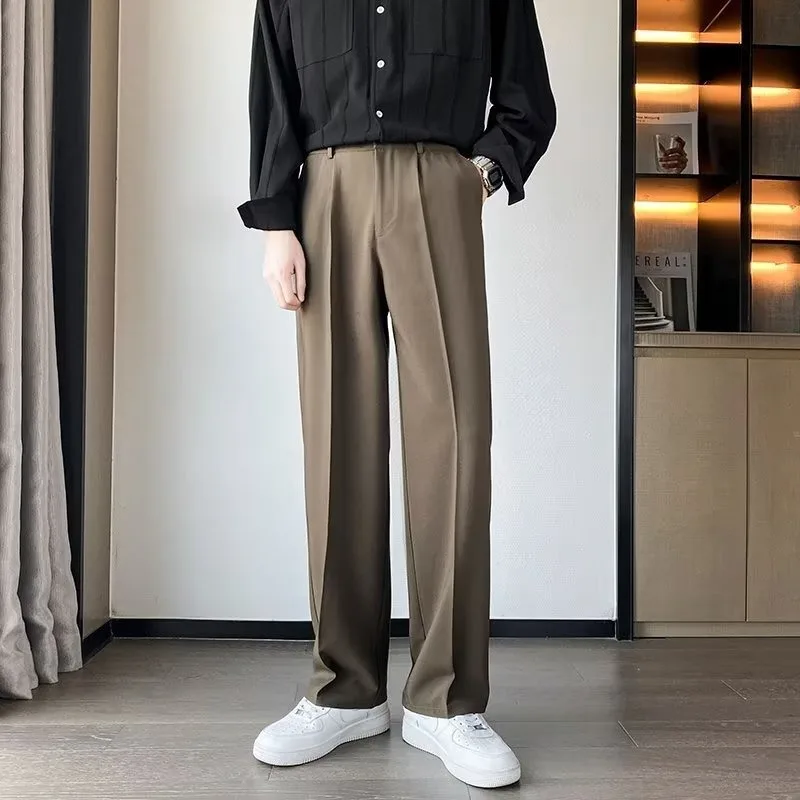 Large Size Drape Ice Silk Straight Trousers Men's Summer Sports Loose Mopping Quick Drying Thin Casual Small Trousers Handsome