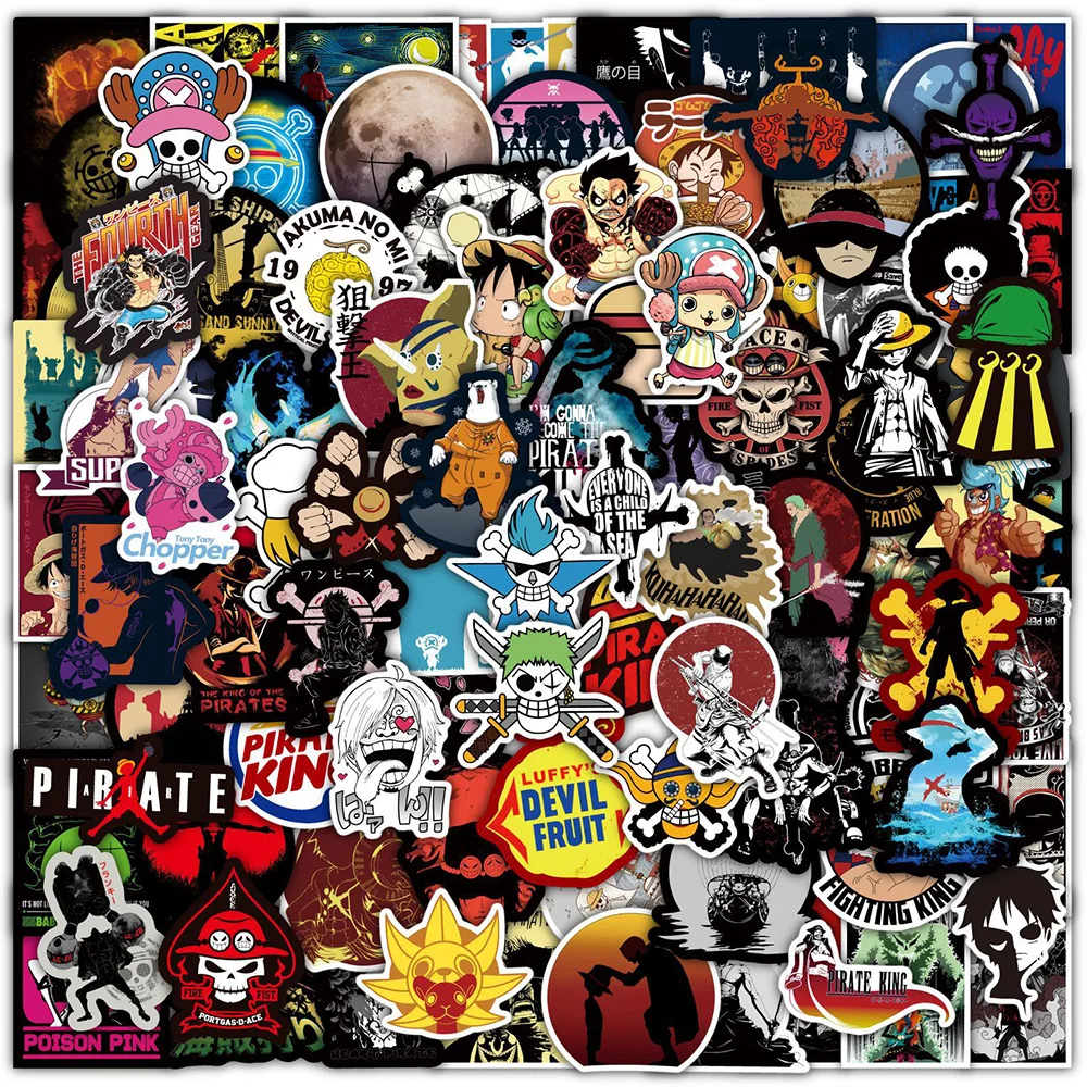 48/50/100pcs ONE PIECE Stickers Anime Luffy Zoro Chopper Cartoon Decals DIY Skateboard Car Laptop Cool Sticker for Kids Toys