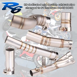 Motorcycle Exhaust Link Middle Pipe Full System For YAMAHA YZF-R6 R6 1998-2005 2006-2021 Motorcycle Muffler Front Header Pipe