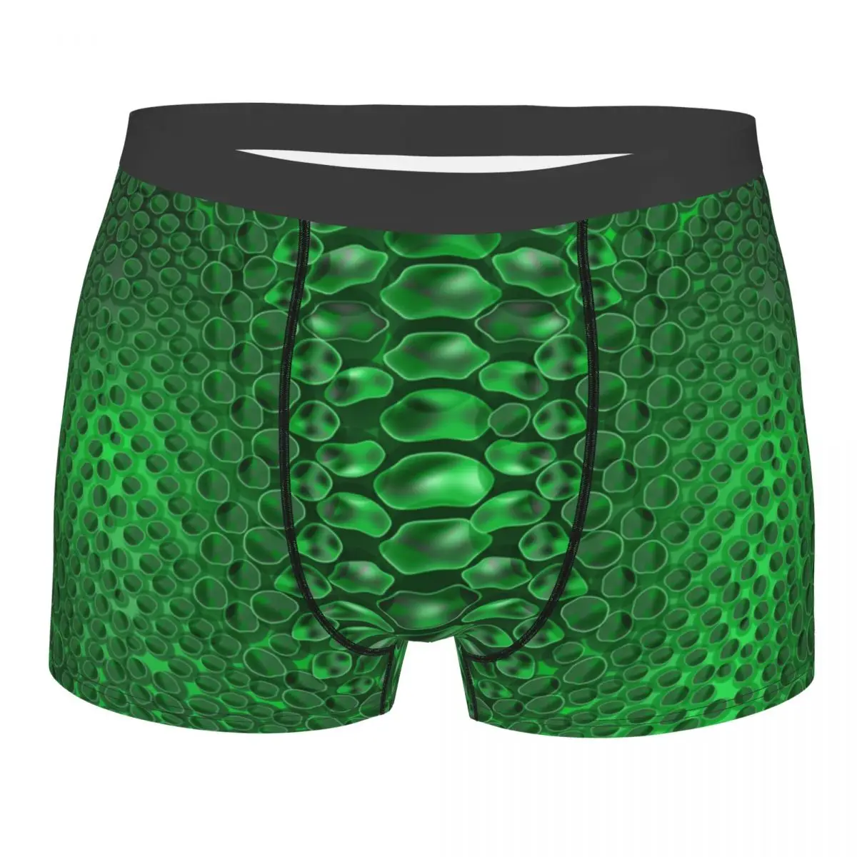 Custom Green Snake Skin Print Underwear Men Breathbale Snakeskin Texture Boxer Briefs Shorts Panties Soft Underpants For Homme