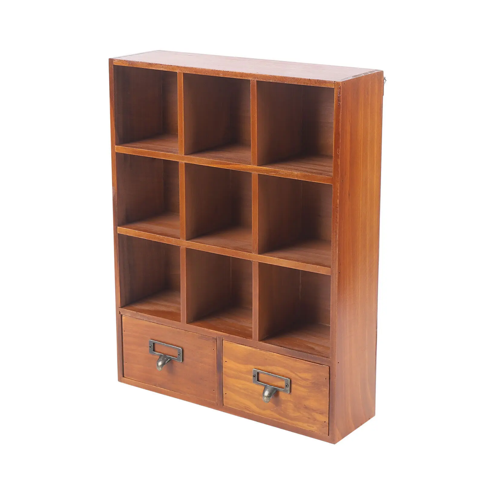Robustes Aufbewahrungsregal aus Holz, Vintage-Vitrine aus Holz mit Metallgriff