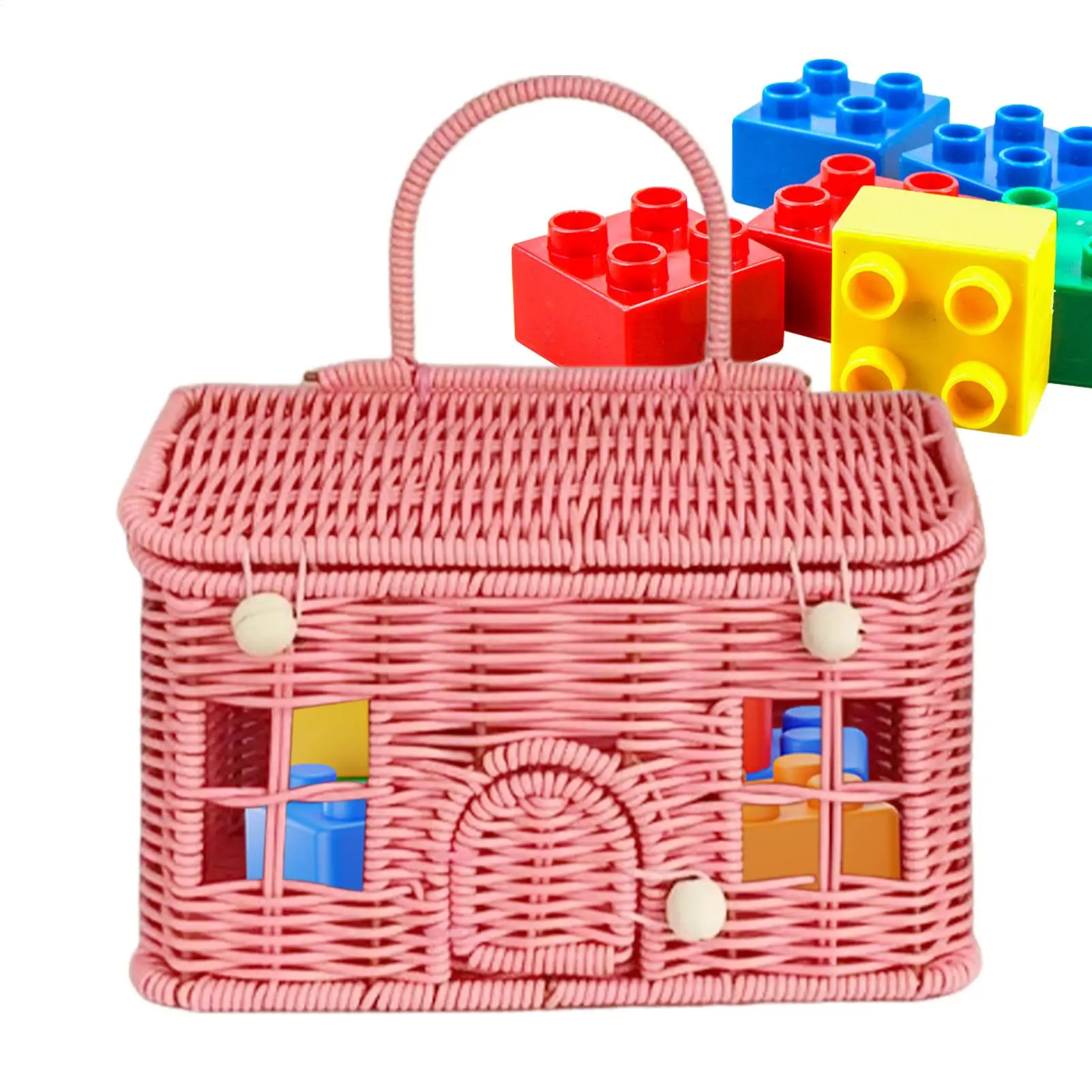 House shape Rattan Basket Rattan Picnic Basket Woven small house from imitation rattan for picnicking organizing storage