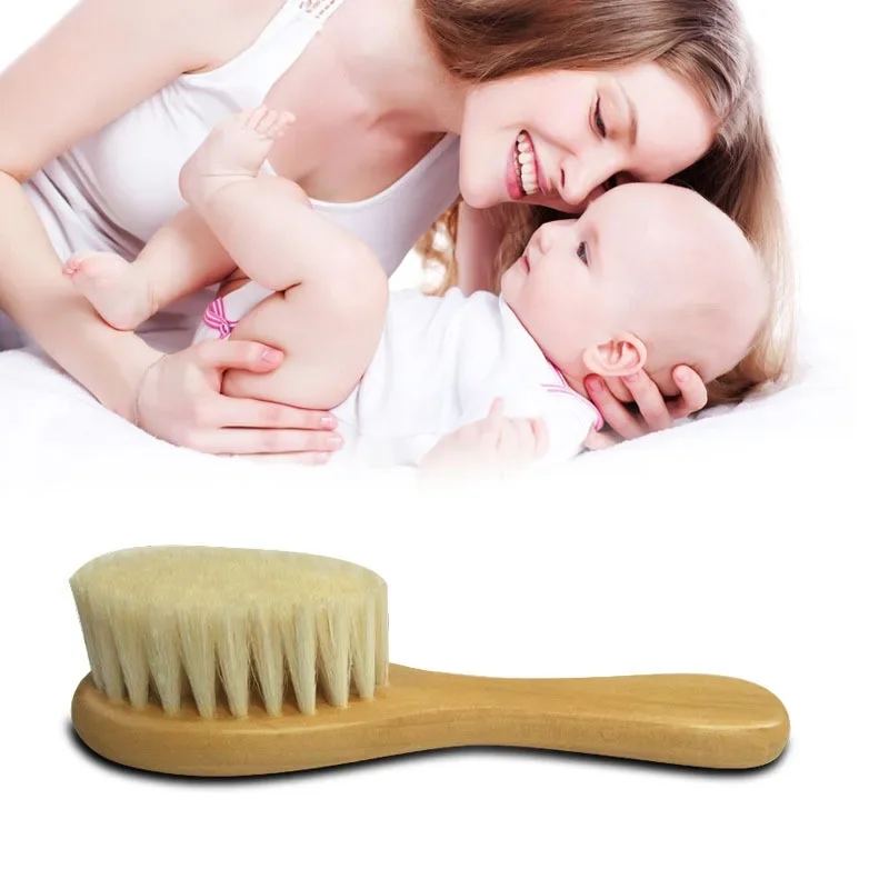 

Baby Care Pure Natural Wool Baby Wooden Brush Comb Brush Baby Hairbrush Newborn Hair Brush Infant Comb Head Massager Hair Tools