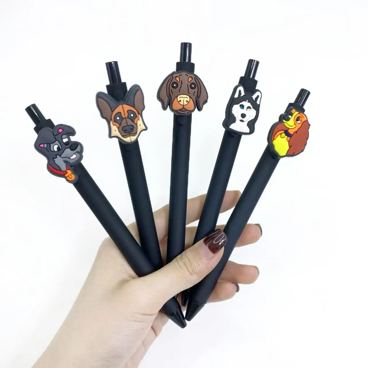 جديد حار بيع الكلب رئيس نمط التصحيح القلم الحيوان الكلب سلسلة الصحافة قلم محايد اللون الأسود قلم الكتابة القرطاسية القلم #2