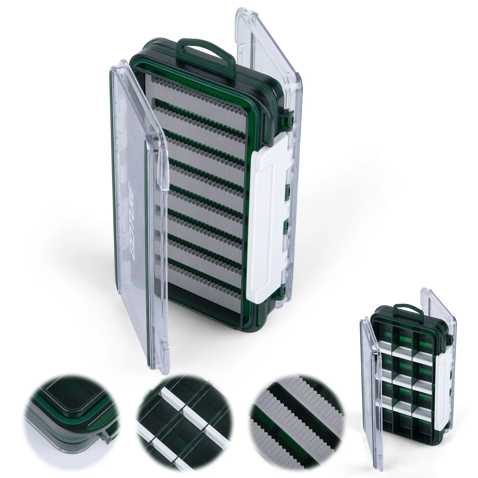 Goture Waterproof Double Sided Fly Fishing Box Clear PC Lid Fly Lure Storage Case Fly Tackle Organizer Box Angling Accessories