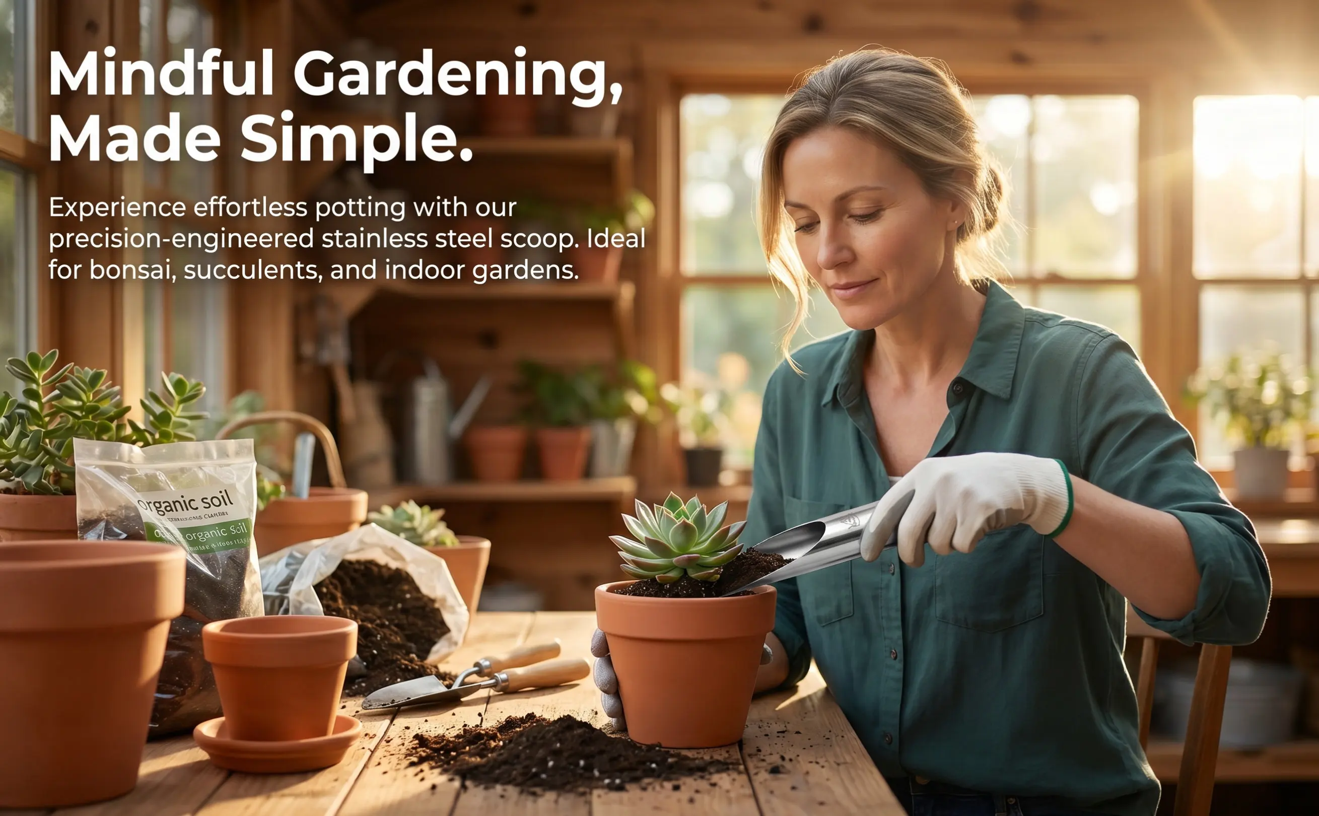 Soil Scoop Tool - Paletta da giardino in acciaio inossidabile,