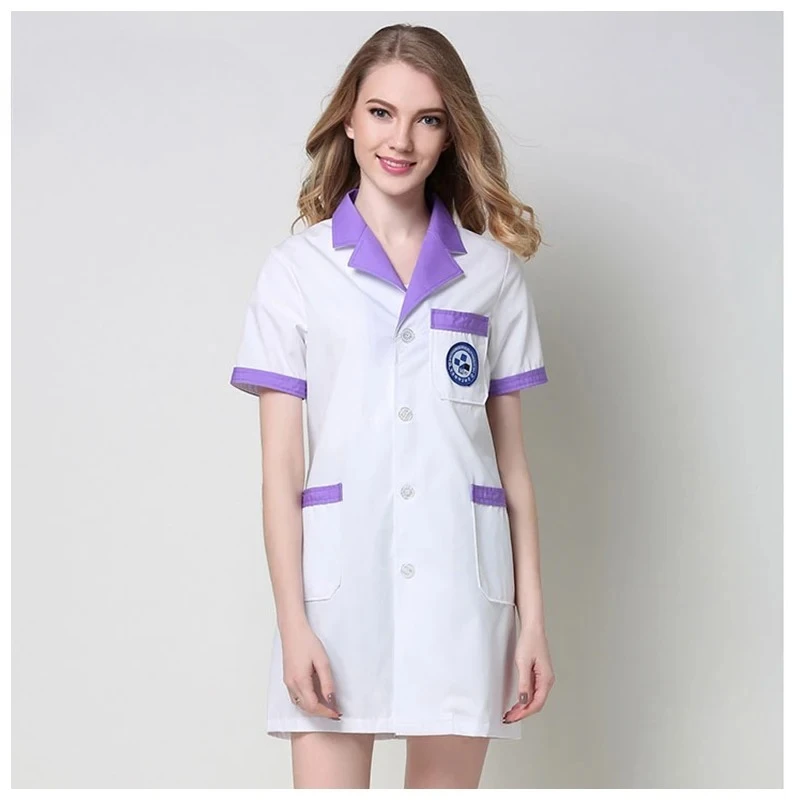 Slim Korean version of white coat, laboratory clothes, beauty salon beautician work clothes