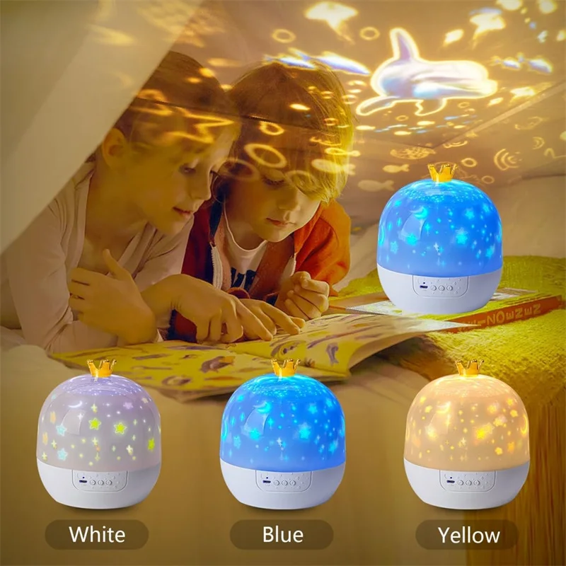 Imagem -03 - Led Rotating Night Light com Bluetooth Music Speaker Oceano Galaxy Starry Sky Projeção Atmosfera Light Crown Decoração do Quarto