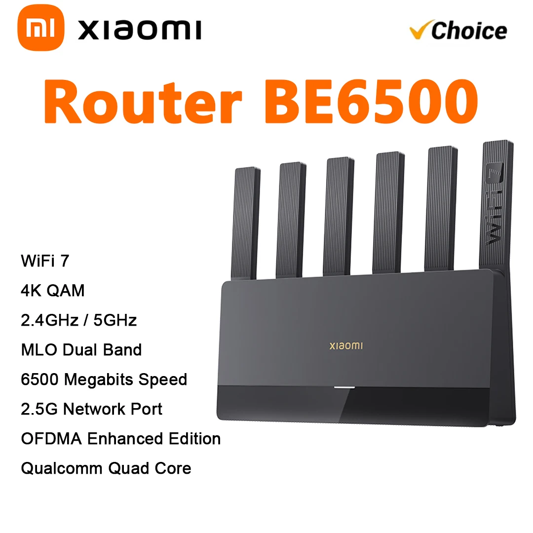 

Маршрутизатор Xiaomi BE6500 WiFi 7 Qualcomm Quad Core 6500 Мбит/с 2,5G Сетевой порт Двухдиапазонный 2,4/5 ГГц Независимые усилители сигнала Mesh
