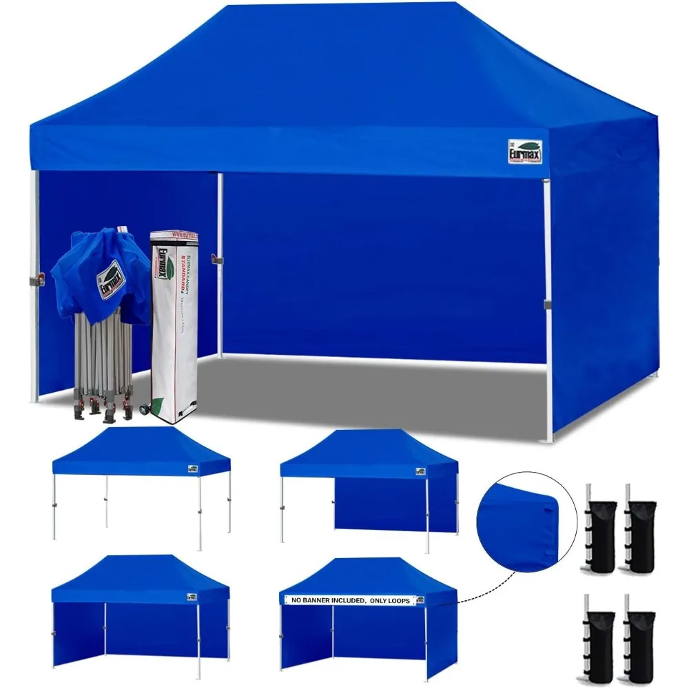 USA 10'x15' Pop-up Canopy Tent Commercial Instant Canopies with 4 Removable Zipper End Side Walls and Roller Bag,Bonus 4SandBags