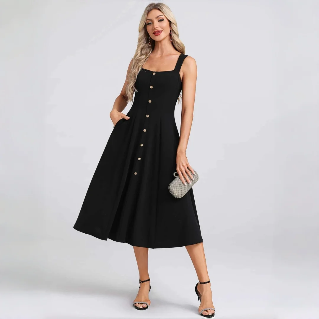 robe-midi-noire-a-col-carre-et-bretelles-larges-boutons-dores-sur-le-devant-taille-haute-jupe-evasee-avec-poches-robe-formelle-pour-femme-ideale-pour-une-invitee-de-mariage